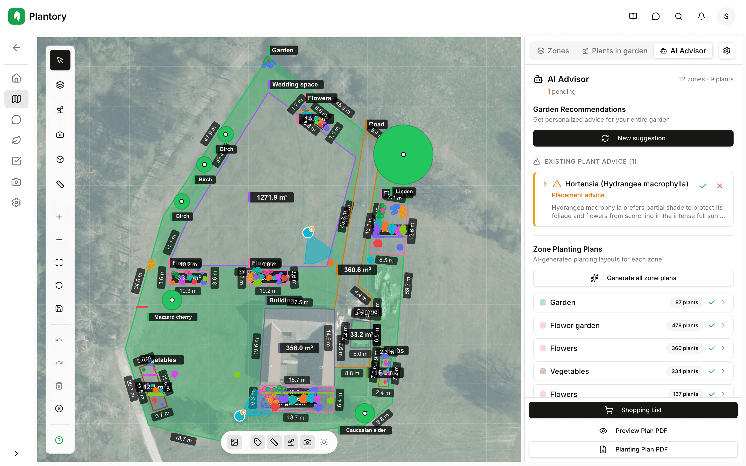 AI advisor tab in the planning panel